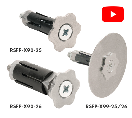 Fixpoint with plastic anchors for tie holes with Ø 22 to 24 mm